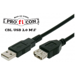 Proficon CBL USB 2.0 M/F 3 μέτρα εύκαμπτο καλώδιο ποιότητας αρσενικό θηλυκό